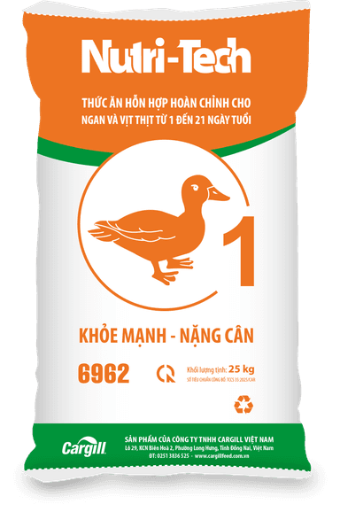 Thức ăn hỗn hợp hoàn chỉnh cho ngan và thịt vịt từ 1 đến 21 ngày tuổi