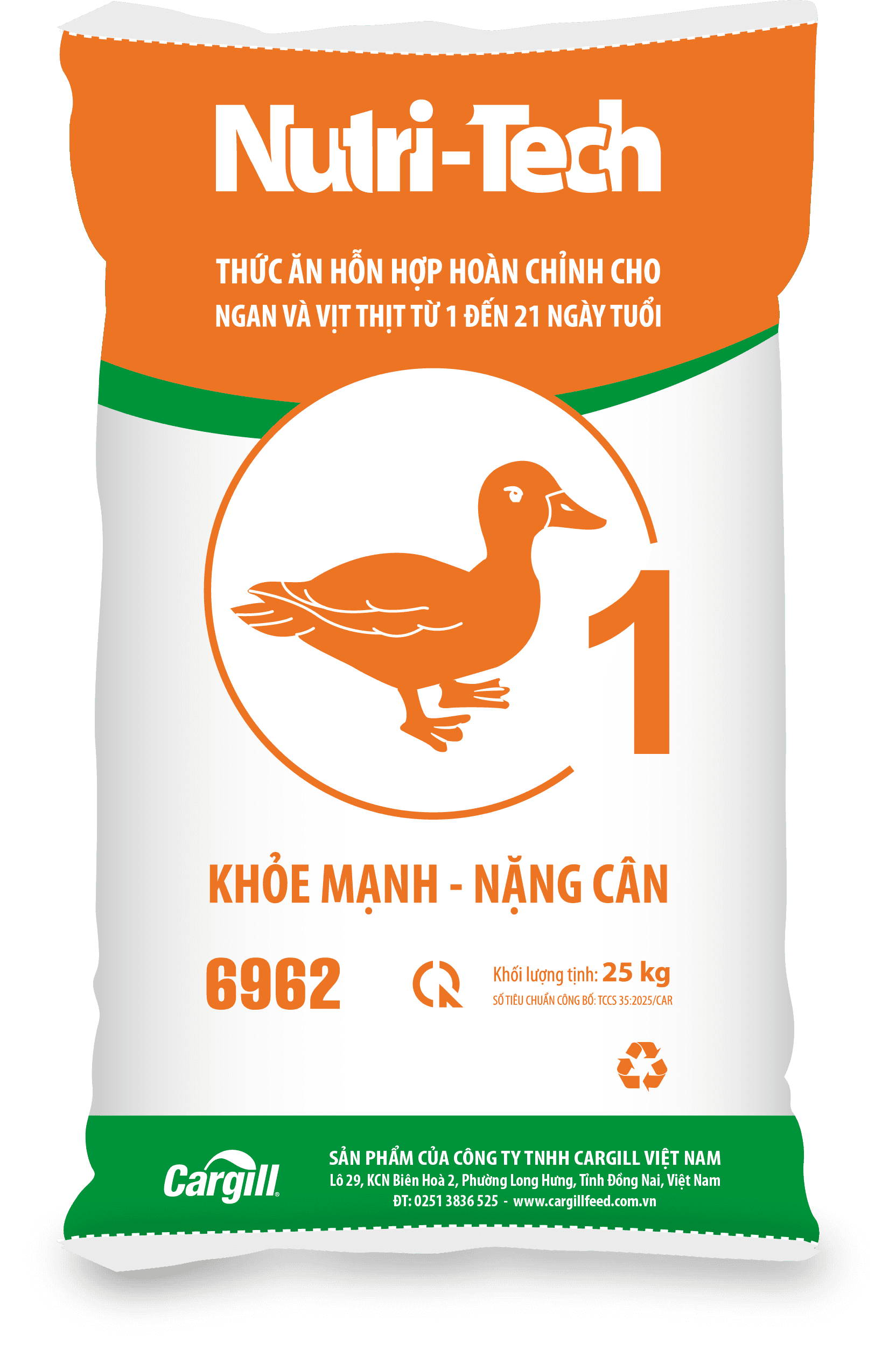 Thức ăn hỗn hợp hoàn chỉnh cho ngan và thịt vịt từ 1 đến 21 ngày tuổi